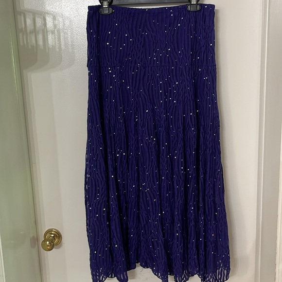 MAXIMA VINTAGE 3-PIECE SKIRT TOP CAMISOLE WOMEN Sz S EMBELLISHED SEQUINS PURPLE - Picture 9 of 16